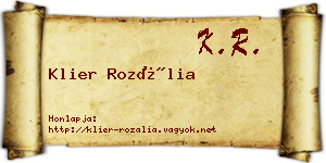 Klier Rozália névjegykártya